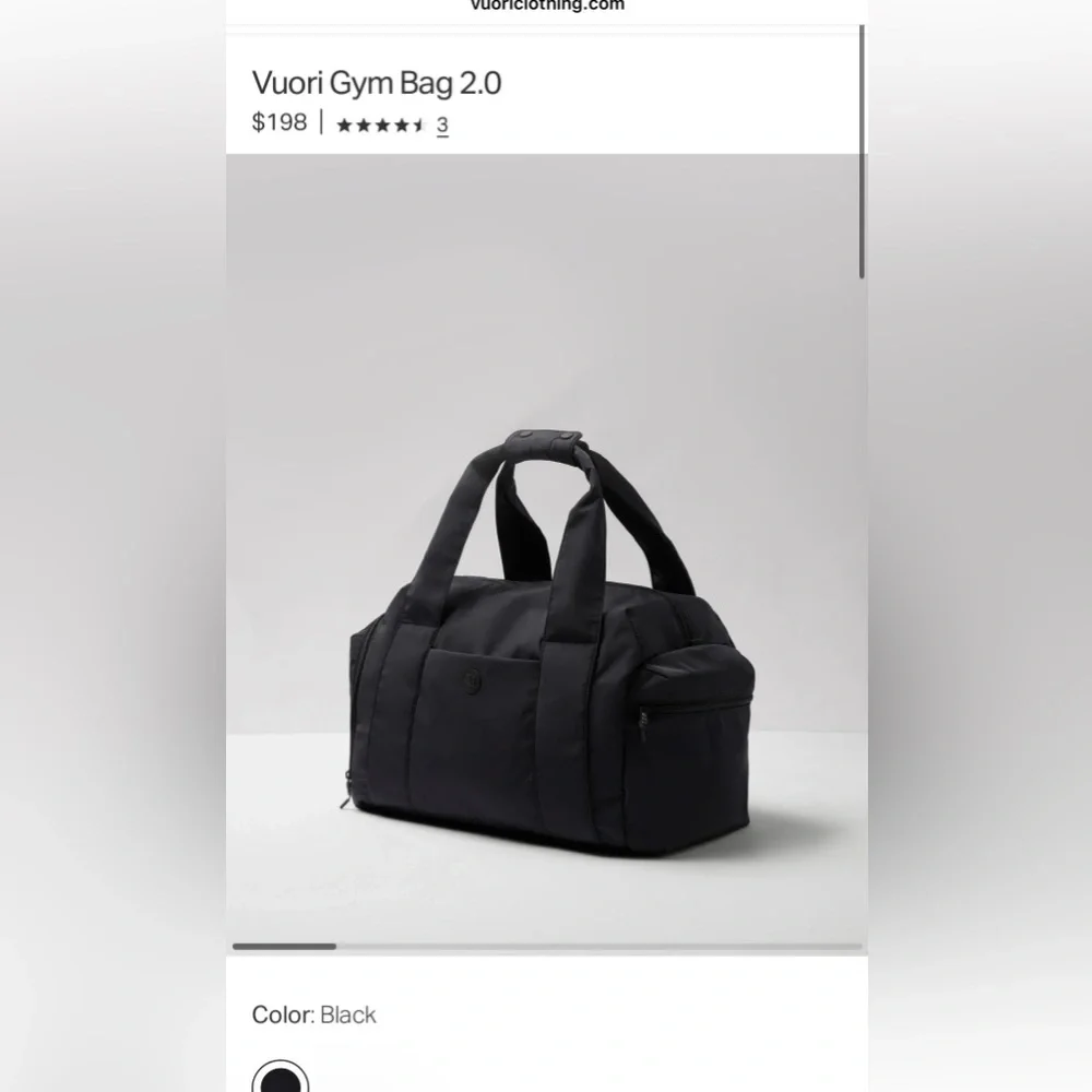 BNWT Vuori Black gym 2.0  Bag with Zipper - Picture 3 of 9